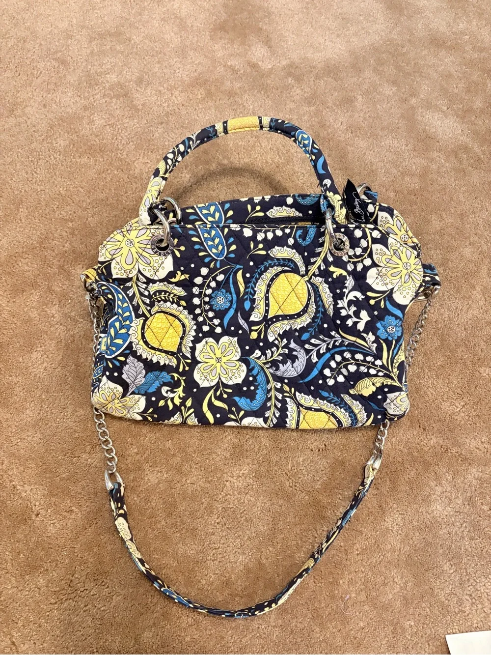 Vintage Vera Bradley Handbag with Crossbody Chain Strap in Ellie Blue - Picture 2 of 10